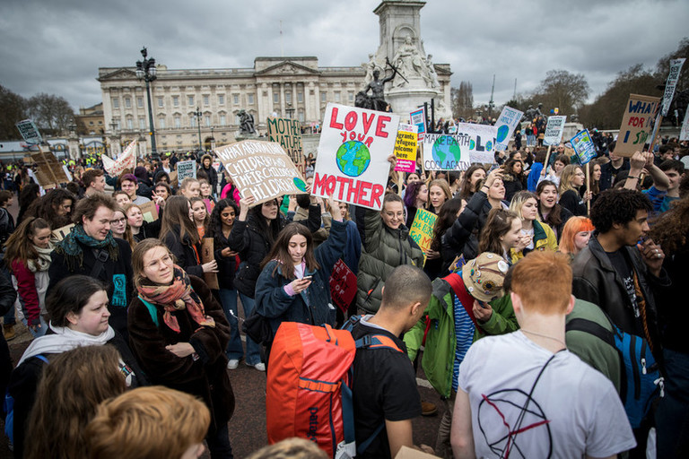 Student climate strike 15 March 2019, London, England. Thousands of pupils from schools, colleges and universities across the UK will walk out today in the second major strike against climate change this year. Young people nationwide are calling on the Government to declare a climate emergency and take action. Similar strikes are taking place around the world today including in Japan and Australia, inspired by 16-year-old Greta Thunberg who criticised world leaders at a United Nations climate conference.