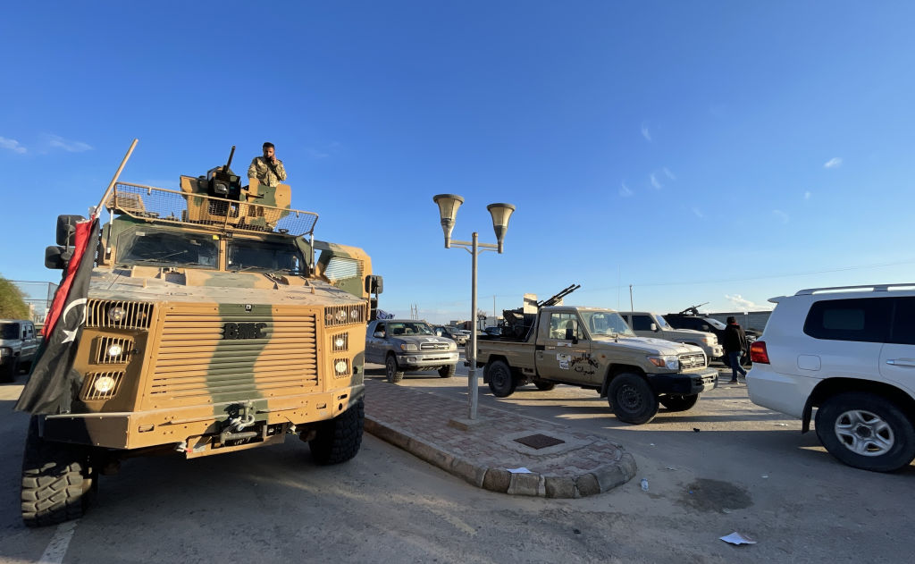 A military convoy from Misrata arrives in Tripoli, Libya